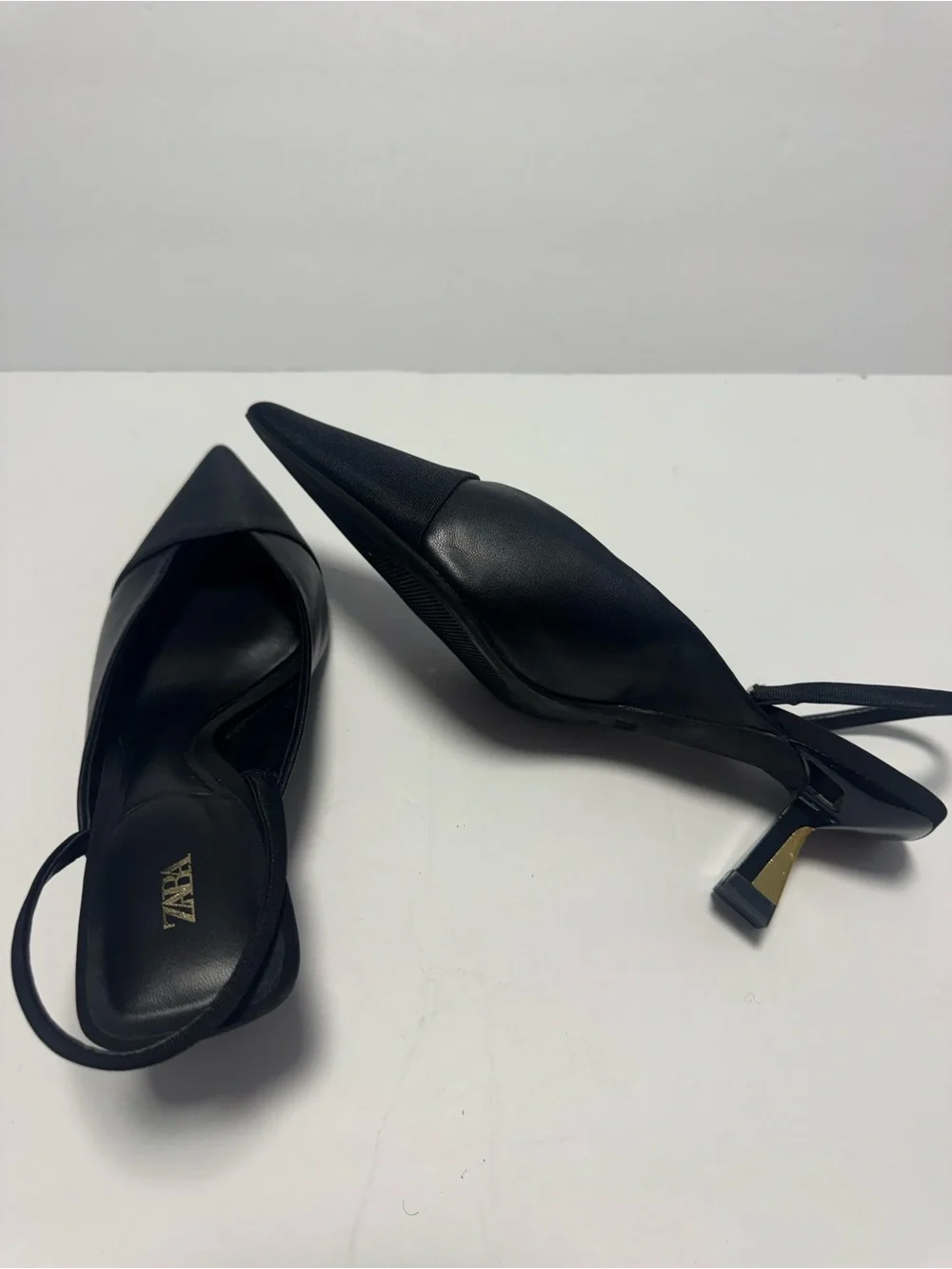 Zara Women's Kitten Heels Size 38 Black with Gold Sexy Holiday Party